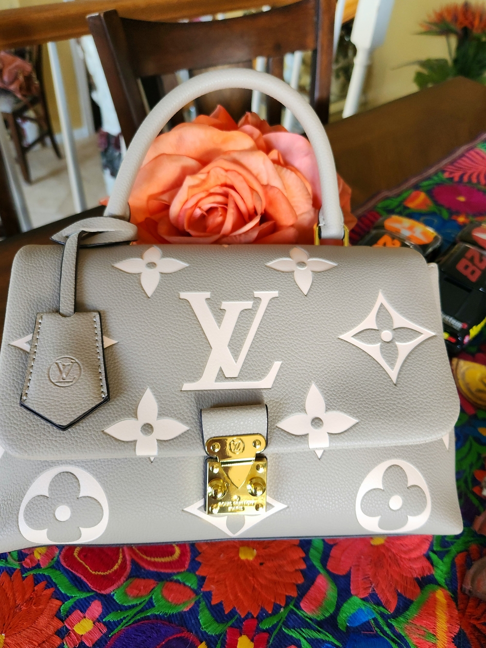 Gray Monogram Top Handle Baguette Bag